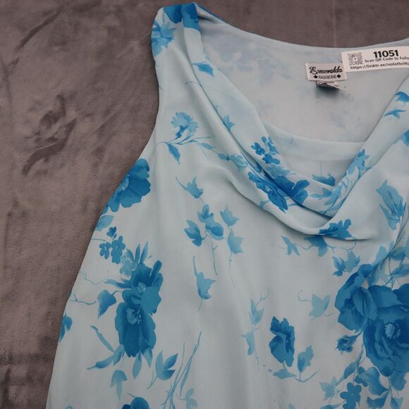 Esmeralda Dress Womens 3X Blue Hi Low One Shoulder Plus Size Blue Floral - Picture 6 of 16